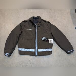 NWT Gerber Outerwear Men's XL Brown Jacket with Reflective Accents Quilt Lined